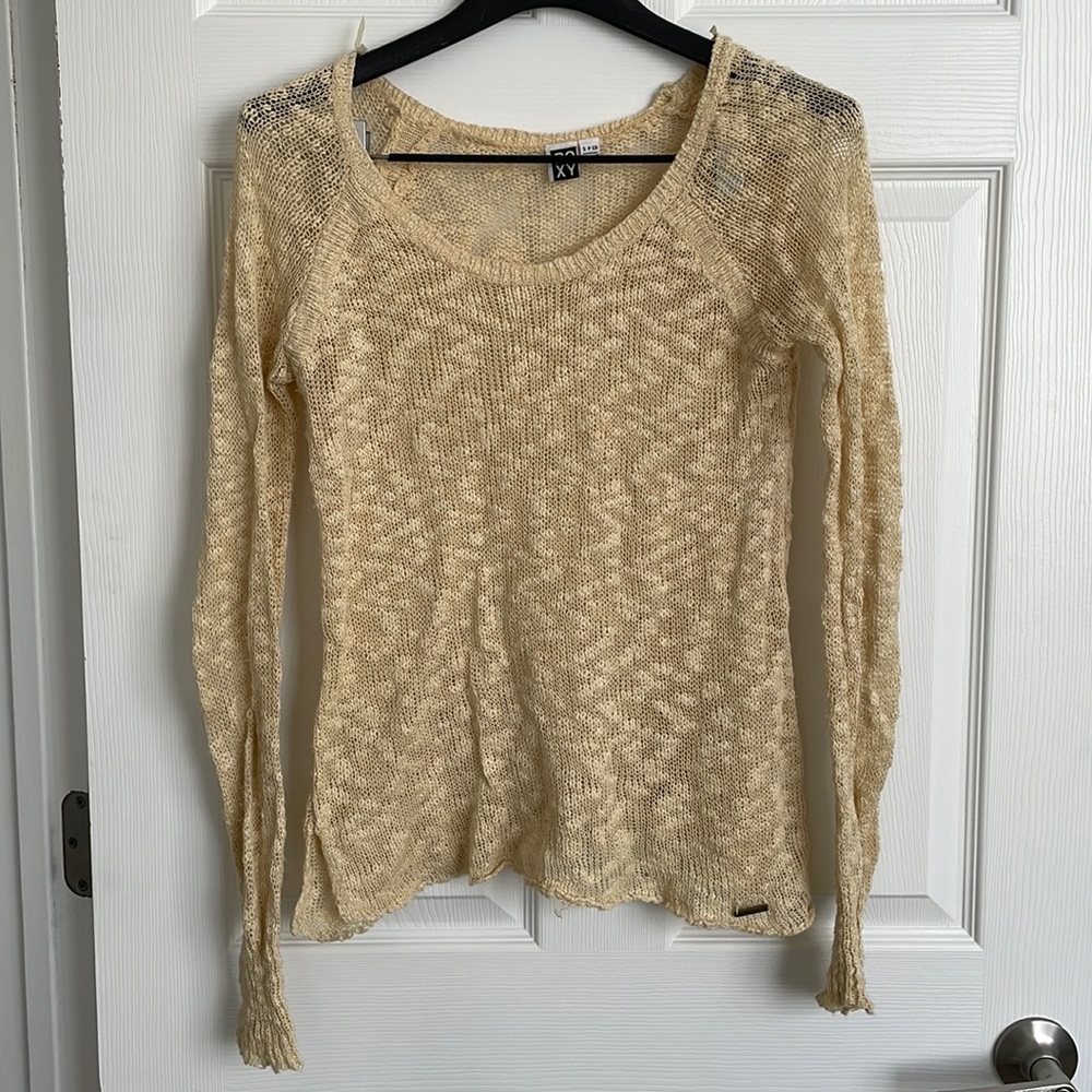 Oversized Sheer Long Sleeve Lightweight Knit Beachy Coverup Scoop Neck